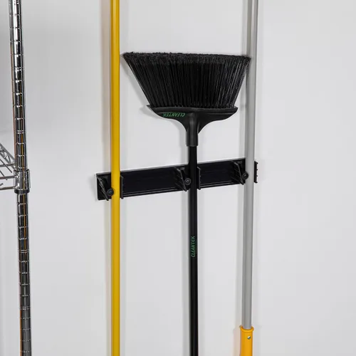 Miniatura 7 de Restaurantware Soporte para trapeador de 17.7 pulgadas, plástico negro, 3 ranuras personalizables, tornillos incluidos