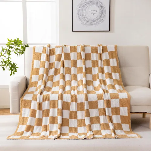 Miniatura 4 de YIRUIO Manta Throw a Cuadros Tablero de Ajedrez Esponjosa Peluda Cálida Cómoda Reversible Súper Suave Acogedora para Decoración del Hogar Cama Sofá