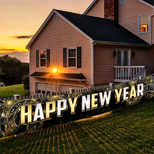 Miniatura 4 de KatchOn Cartel grande de feliz año nuevo 2025 – 120 x 20 pulgadas Cartel de Año Nuevo y decoraciones para suministros de fiesta de NYE