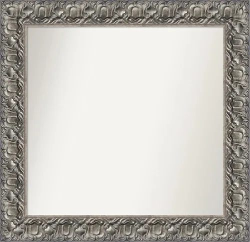 Miniatura 312 de Amanti Art Espejo de baño plateado para sobre fregadero, 26 x 26 pulgadas, espejo cuadrado de níquel pulido, marco de madera tradicional mediano, se
