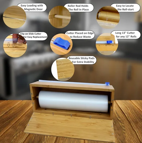 Miniatura 2 de Rollo grande de la bolsa del sellador al vacío, dispensador de la envoltura de alimentos con el cortador de la Fits Most 50 ft Food Saver Bags