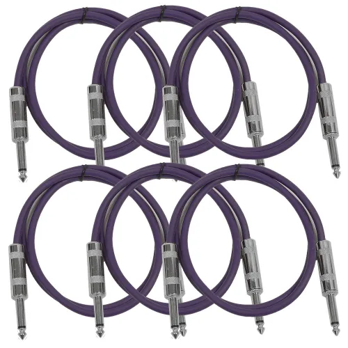 Miniatura 26 de Seismic Audio Cables de guitarra para altavoces, cables de guitarra TS de ¼ pulgadas, 3 pies, multicolor, paquete de 6 Color múltiple