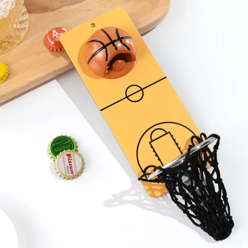 Miniatura 6 de Arola Abrebotellas magnético de baloncesto, abridor de pared de metal extraíble con colector de tapas, regalo para amantes del baloncesto, amantes