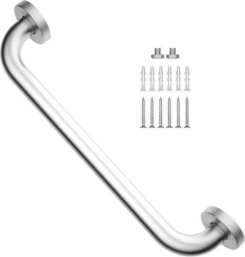 Miniatura 10 de Barra de agarre de ducha de níquel cepillado satinado de 12 pulgadas, 1 pulgada de diámetro, mango de barra de agarre de baño de acero inoxidable