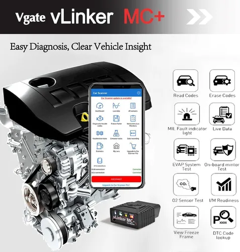 Miniatura 4 de Vgate vLinker MC+ Bluetooth OBD2 Herramienta de escaneo de diagnóstico de auto para iOS, Android, Windows