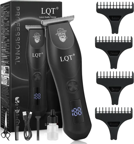 Cortapelos profesional para hombres, modo dual inalámbrico y con cable, pantalla LCD y de 2 velocidades, kit completo de peluquería, tijeras, peines