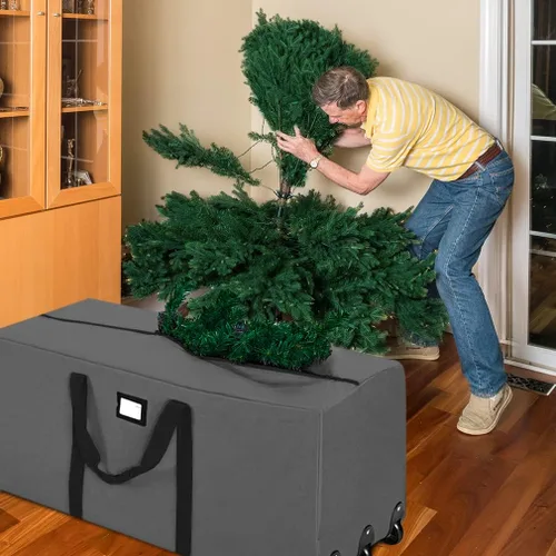 Miniatura 2 de ProPik Bolsa de almacenamiento para árbol rodante de Navidad, se adapta a árboles navideños desmontados de hasta 9 pies de alto, 28 x 16 x 60 Gris