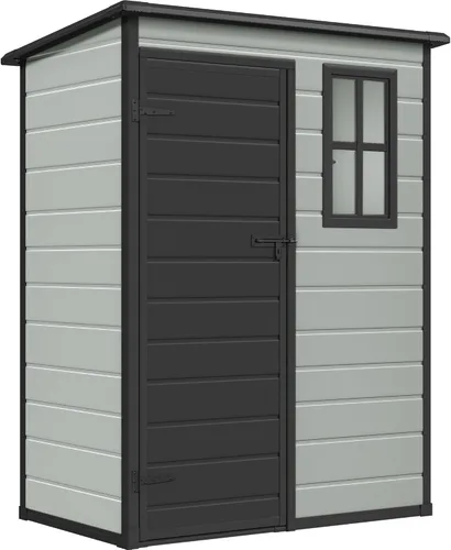 Miniatura 9 de DWVO Cobertizo de almacenamiento alto para exteriores de 50 pies cúbicos con 2 estantes, cobertizo vertical de herramientas de 4.3 x 2 x 5.5 pies