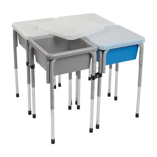 Miniatura 20 de ECR4Kids Mesa de juego ajustable para arena y agua de 4 estaciones, contenedores sensoriales, contemporánea