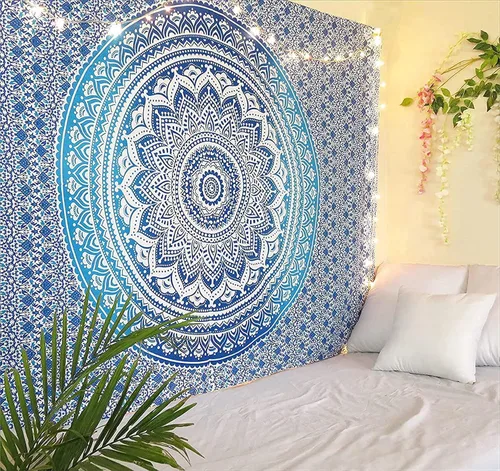 Miniatura 12 de RAJRANG - Tapiz con mandala para dormitorio y sala de estar, bohemio, para colgar en la pared, tapices de algodón