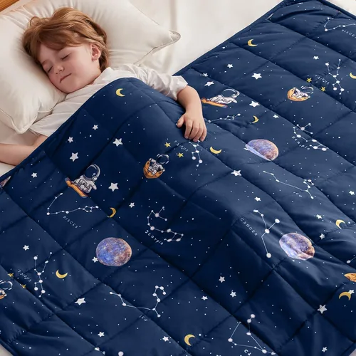 Miniatura 15 de anfie - Manta con peso para niños (40 x 60 pulgadas, 7 lb), manta refrescante para dormir, tamaño de manta ligera, transpirable, con cuentas de Gris