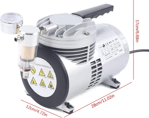 Miniatura 6 de Bomba de vacío de diafragma sin aceite de 1/6HP 1450/1700r.p.m, silencio sin aceite de laboratorio, pequeña bomba de vacío Hvac sin aceite
