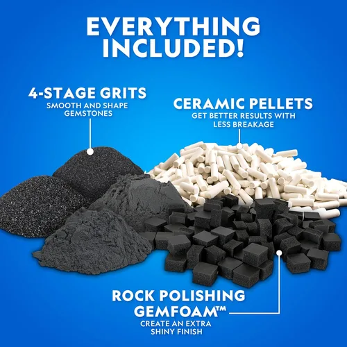 Miniatura 2 de Kit de recarga para pulidor de rocas National Geographic – Suministros para pulido de rocas que incluyen grano para pulidor de rocas y recarga