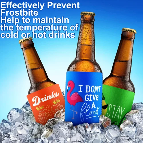 Miniatura 6 de Tatuo Paquete de 12 fundas divertidas para enfriar latas a granel de 12 onzas, fundas para enfriar latas de cerveza de verano con temática de playa