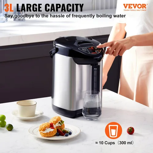 Miniatura 2 de VEVOR Dispensador de agua caliente, caldera y calentador de agua ajustable de 4 temperaturas, calentador de agua de encimera de acero inoxidable