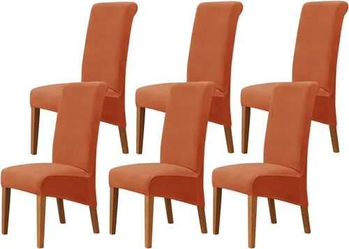 Miniatura 61 de Juego de 2 fundas de terciopelo para sillas de comedor, color beige, fundas elásticas para sillas de comedor y cocina, reutilizables, protector