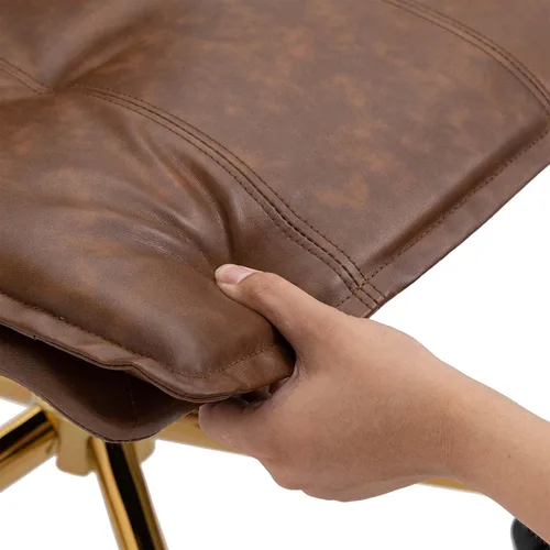 Miniatura 6 de Silla de escritorio de oficina sin brazos, silla de trabajo de piel sintética con ruedas giratorias de 360 grados, altura ajustable, función