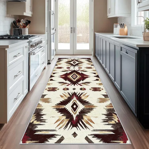 Miniatura 8 de Aztec Runner Rug 2x6 - Hallway Runner Rug Southwest Native American Rustic Boho Ethnic Retro Pattern, Non Slip, Washable, Aztec Home Decor Carpet