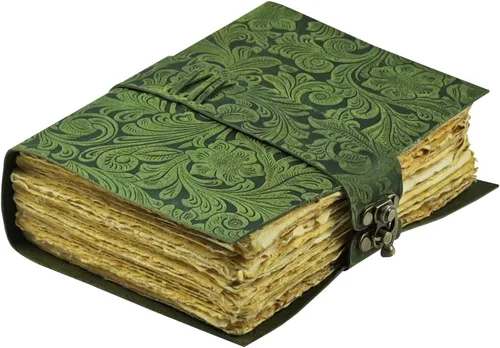 Diario de cuero antiguo hecho a mano con borde de cubierta vintage encuadernado en cuero, diario del libro de sombras, cuaderno de bocetos de cuero,