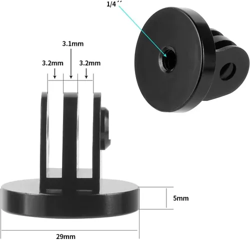 Miniatura 5 de Paquete de 2 soportes de trípode de aluminio con tornillo de mariposa de aluminio roscado, adaptador de montaje para GoPro Hero 11, 10, 9, 8, 1/4