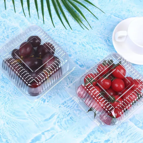 Miniatura 5 de 100 unidades de 5 x 5 pulgadas Clamshell bandeja para llevar recipientes de plástico con bisagras para alimentos, caja de comida desechable