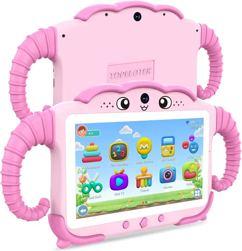 Tableta infantil de 7 pulgadas para niños de 3 a 7 años, tableta para niños pequeños con juegos educativos, tabletas de 32 GB para niños con Rosa