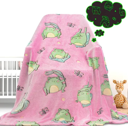 Miniatura 16 de Gdindff Bonita manta infantil que brilla en la oscuridad con diseño de dinosaurio para niños, de franela que brilla en la cama, sofá, sofá, manta