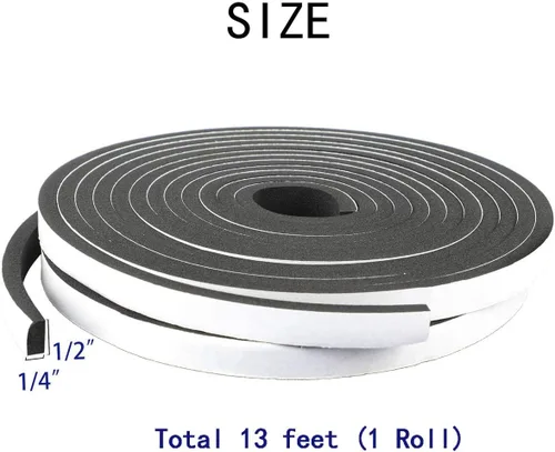 Miniatura 3 de Cinta aislante de espuma, burlete para puerta, neopreno, 1/2 pulgadas de ancho x 1/4 pulgadas de grosor, 13 pies de largo