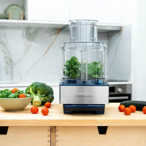 Miniatura 2 de Cuisinart procesador de alimentos de 14 tazas y picador de verduras para picar, cortar en cubos, rallar, puré y amasar masa, acero inoxidable azul