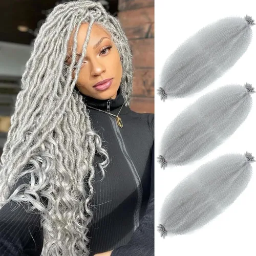 Miniatura 69 de Cabello afro elástico y trenzado de 30 pulgadas 2 paquetes, cabello preesponjado y trenzado elástico pre-estirado para extensiones de cabello suave