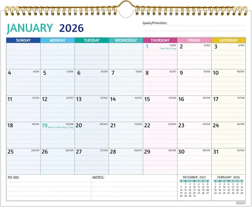 Calendario de Pared 2026-2027 - Ene 2026 - Jun 2027, Calendario de 18 Meses 2026-2027, 14.57 x 11.42 Pulgadas, Calendario 2026, Calendario Mensual