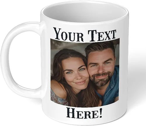 Miniatura 21 de Taza de café de cerámica negra personalizada de 11 onzas con texto, mensaje, tu texto aquí, nombre, DYE Taza para Cafe personalizadas, con foto