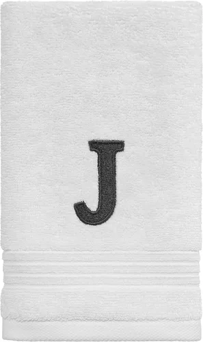 Avanti Linens - Toalla de dedos, algodón suave y absorbente, decoración de baño bordada (colección de monogramas, inicial J)