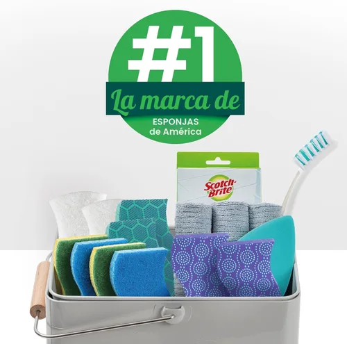 Miniatura 10 de Scotch-Brite esponjas exfoliantes sin rasguños, limpia rápidamente sin rascarse, resiste la suciedad pegada, 6 esponjas exfoliantes