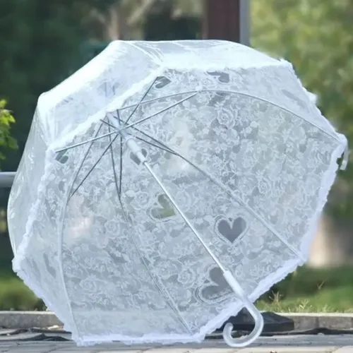 Miniatura 5 de Siepasa Paraguas transparente de burbujas para mujer paraguas de cúpula transparente con mango clásico de gancho para bodas de caballeros y damas