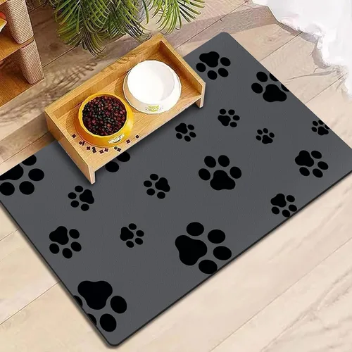 Miniatura 12 de Tapete de 12"×20" para comida de perro - Tapete absorbente para comida y agua, sin manchas, secado rápido, tapete para cuenco de gato, tapete