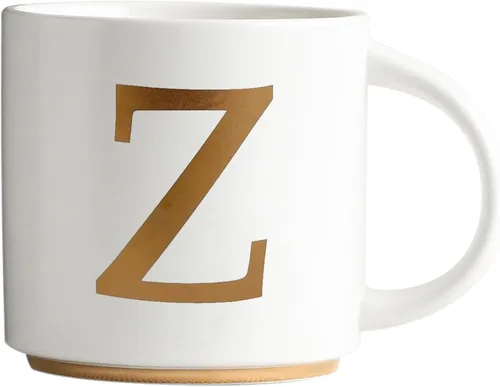 Miniatura 12 de COLLECTIVE HOME - Tazas de cerámica con monograma, tazas de café con inicial dorada de 15 onzas, elegantes tazas de té del alfabeto, elegante taza p