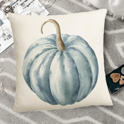 Miniatura 2 de AWJTNCQ Juego de 2 fundas de almohada de calabaza de otoño de 16 x 16 pulgadas, para exteriores, color verde azulado, azul, acuarela, fundas