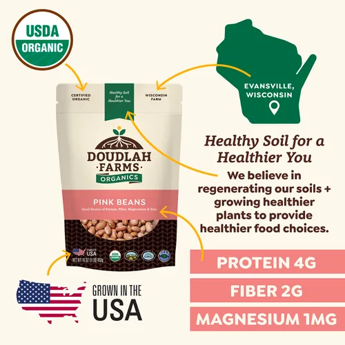 Miniatura 4 de Frijoles rosados orgánicos de 1 libra – Sin OMG, USDA Orgánico, Certificado Limpio Probado, Vegano – Rico en fibra y proteína para sopas, burritos