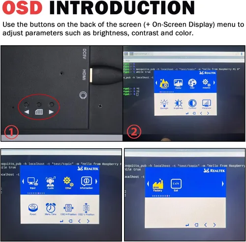 Miniatura 5 de GeeekPi 9 pulgadas 1280x720 pantalla táctil LCD 3U Rack Mount Monitor para DeskPi RackMate T0/T1/T2/T0 Plus/T1 Plus/TL1 Server Cabinet y 10 pulgadas
