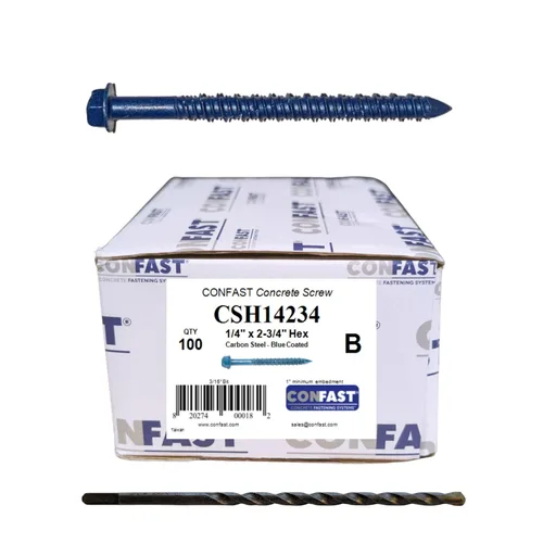Miniatura 8 de CONFAST Anclaje de tornillo de hormigón con cabeza hexagonal de 3/16 x 4 pulgadas con broca para anclar a mampostería, bloque o ladrillo