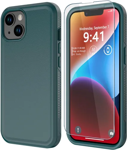 Miniatura 18 de Diverbox Funda para iPhone 14 [a prueba de golpes] [a prueba de caídas] [protector de pantalla de vidrio templado], funda de protección resistente