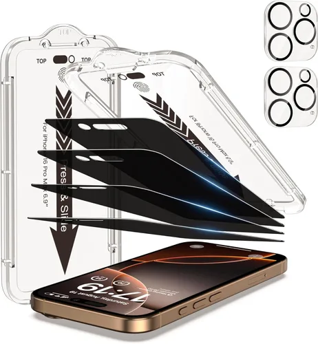 Miniatura 26 de EZ-GLAZ - Paquete de 4 + 2 protectores de pantalla de privacidad para iPhone 13 [6.1 pulgadas] con protector de lente de cámara