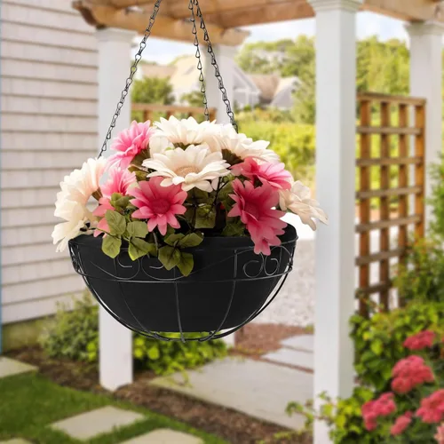 Miniatura 3 de Bolsas de cultivo de plantas de tela no tejida, cesta de repuesto para ventana con forro de coco, macetas de montaje en pared y cubierta, cesta
