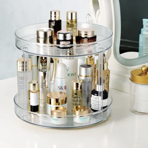 Miniatura 5 de Amolliar Lazy Susan de 2 niveles de 11 pulgadas, organizador giratorio para gabinete, cocina, nevera, encimera, baño, organizador de despensa