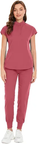 niaahinn Conjunto de uniforme médico para mujer con camiseta médica y pantalón deportivo con múltiples bolsillos, traje de uniforme mediano
