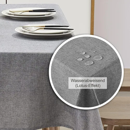 Miniatura 3 de STP GOODS Mantel rectangular de lino sintético, resistente al agua, para comedor, otoño, mantel plegable para mesa de comedor (verde, 59.1 x 59.1 in)