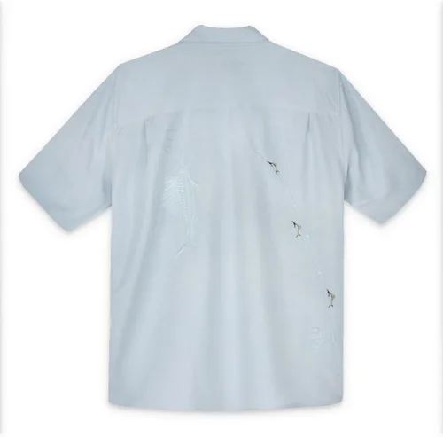 Miniatura 2 de Bamboo Cay Camisa de campamento bordada estilo tropical Shake The Hook para hombre, Azul Patchwork