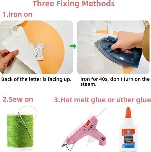 Miniatura 4 de Jongdari Letras termo-adhesivas de felpilla para ropa, parches de letras del alfabeto con brillantina para coser, con adhesivo planchado, 4 Blanco
