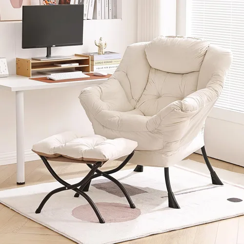 Miniatura 33 de Furlide Silla Perezosa Moderna con Reposapiés Plegable, Sillón de Descanso y Cómoda Silla de Lectura (Negro)